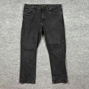 Urban Star Premium Mens Jeans 40x30 Black Denim Stretch Straight Fit Mid Rise